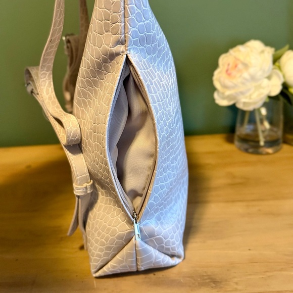 NWT A New Day Croc-Embossed Backpack Gray Faux Leather Minimalist Chic - Picture 4 of 12